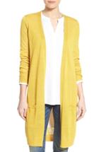 Women's Halogen Long Linen Blend Cardigan - Yellow