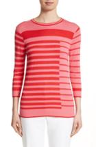 Women's St. John Collection Intarsia Stripe Sweater, Size - Pink