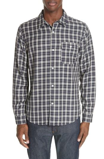 Men's A.p.c. Check Flannel Shirt - Blue