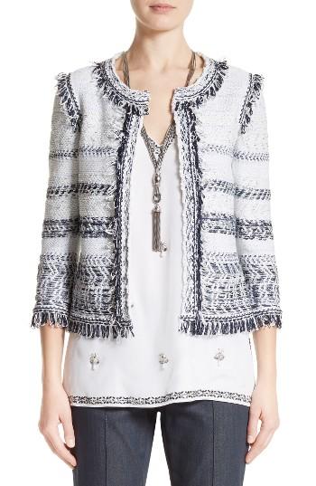 Women's St. John Collection Tajdar Fringe Tweed Jacket
