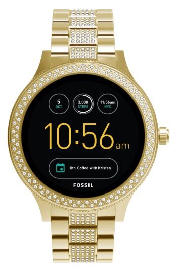 Women's Fossil Q Venture Gen 3 Crystal Accent Bracelet Smartwatch, 42mm