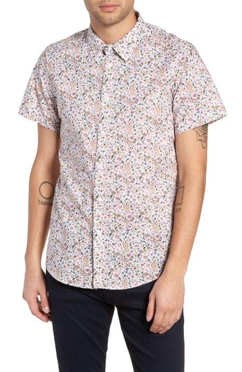 Men's Twentymetrictons Slim Fit Floral Camp Shirt - White