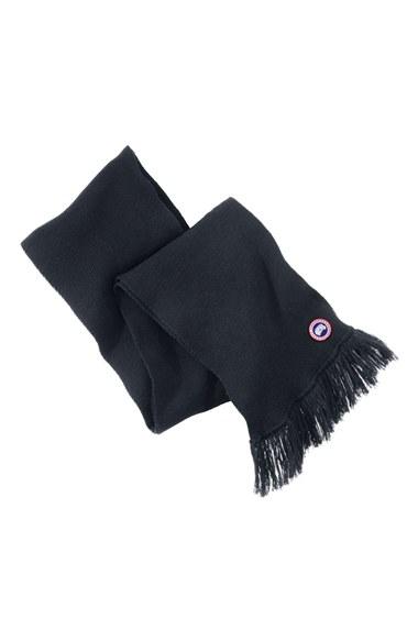 Women's Canada Goose Knit Merino Wool Tassel Scarf, Size - Blue