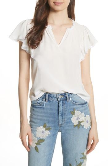 Women's Rebecca Taylor Lace Trim Silk Top