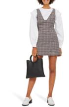 Women's Topshop Plaid A-line Pinafore Dress Us (fits Like 0) - Black