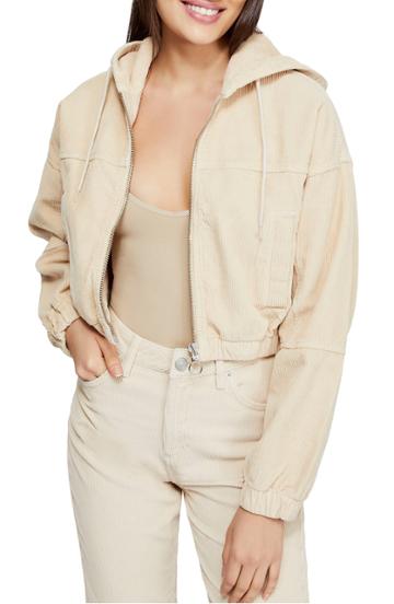 Women's Bdg Urban Outfitters Corduroy Crop Hooded Jacket - Ivory