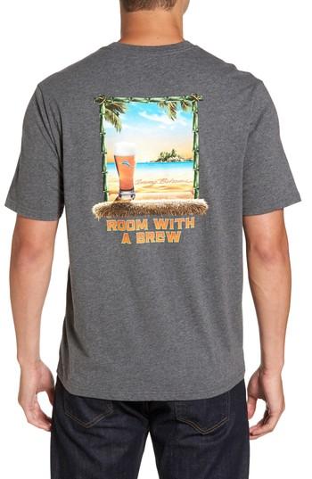 Men's Tommy Bahama Room With A Brew Standard Fit T-shirt, Size - Grey