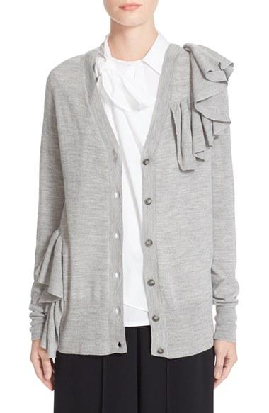 Women's Mm6 Maison Margiela Ruffle Rib Knit Cardigan