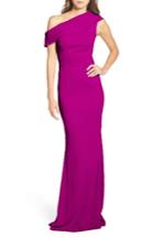 Women's Katie May Pleat One-shoulder Crepe Gown - Purple