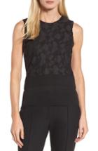 Women's Boss Elrica Lace Front Knit Top - Black