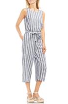 Women's Vince Camuto Shore Stripe Linen Blend Jumpsuit, Size - White