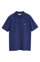 Men's Burberry Burnton Multi Logo Polo, Size - Blue