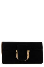 Salvatore Ferragamo Gancio Velvet Clutch - Black