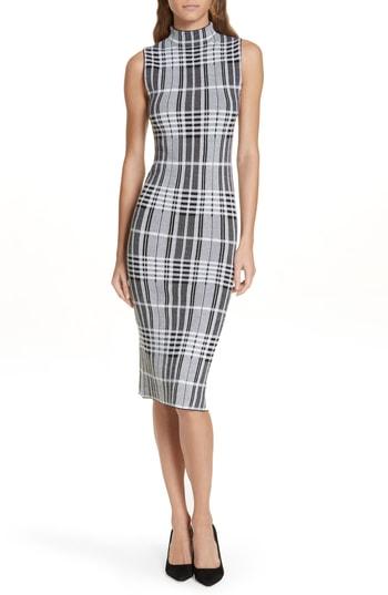 Women's Alice + Olivia Hana Houndstooth Wool Sheath Dress - Grey