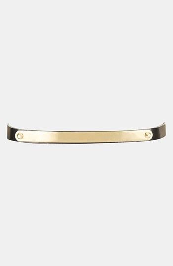 Topshop 'clean Metal Bar' Skinny Belt Black/ Gold Medium