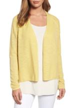 Women's Eileen Fisher V-neck Organic Linen & Cotton Cardigan - Yellow