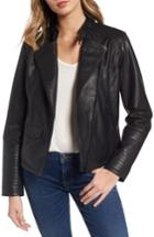 Women's Bernardo Jetta Asymmetrical Zip Leather Jacket - Black