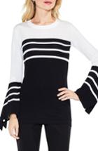 Women's Vince Camuto Handkerchief Sleeve Stripe Sweater, Size - Black