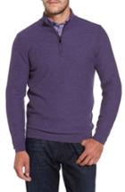 Men's David Donahue Honeycomb Quarter Zip Sweater, Size - Purple