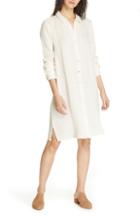 Women's Eileen Fisher Classic Crinkle Organic Cotton Shirtdress, Size - White