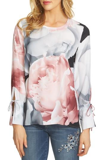 Women's Cece Tie Sleeve Rose Print Blouse