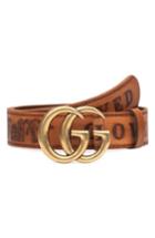 Women's Gucci Gg Logo Loved Calfskin Leather Belt 0 - Cuoio/ Cuoio