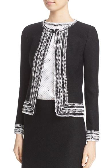 Women's St. John Collection Embellished Knit Jacket - Black