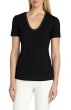 Women's Lafayette 148 New York Grace Chain Trim Top - Black