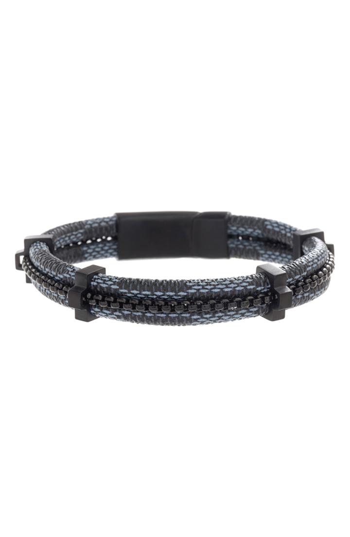 Men's Steve Madden Braided Leather Bar Bracelet