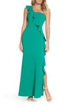 Petite Women's Vince Camuto One-shoulder Gown P - Green