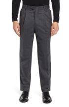 Men's Berle Pleated Stretch Houndstooth Wool Trousers - Grey
