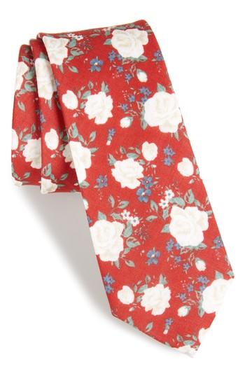 Men's The Tie Bar Hodgkiss Flowers Linen Tie, Size - Red