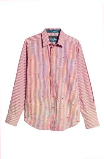 Men's Robert Graham Morseby Stripe Sport Shirt X-large - Red