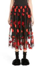 Women's Simone Rocha Floral Embroidered Tulle Skirt Us / 6 Uk - Black