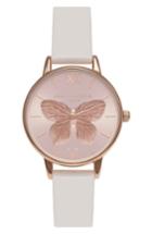 Women's Olivia Burton 3d Butterfly Leather Strap Watch, 30mm