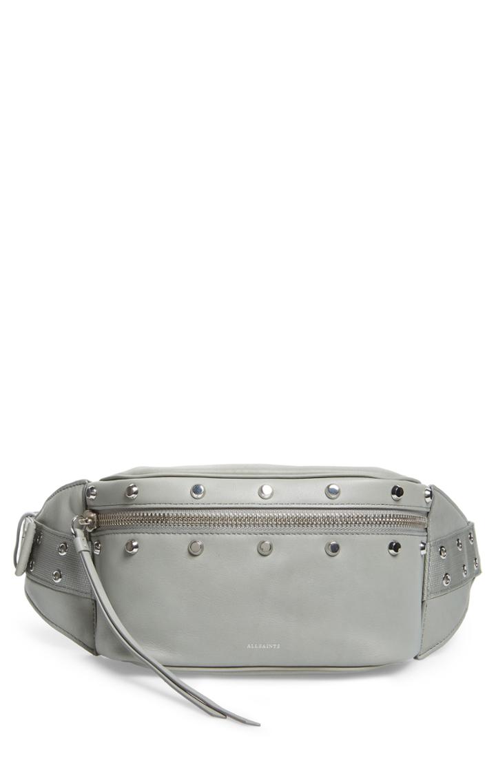 Allsaints Studded Leather Belt Bag - Grey