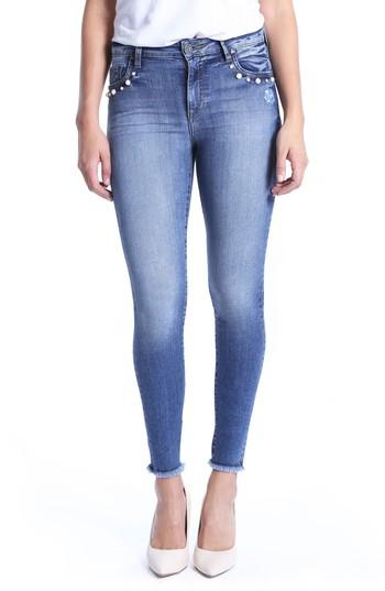 Women's Kut From The Kloth Embellished Ankle Skinny Jeans - Blue