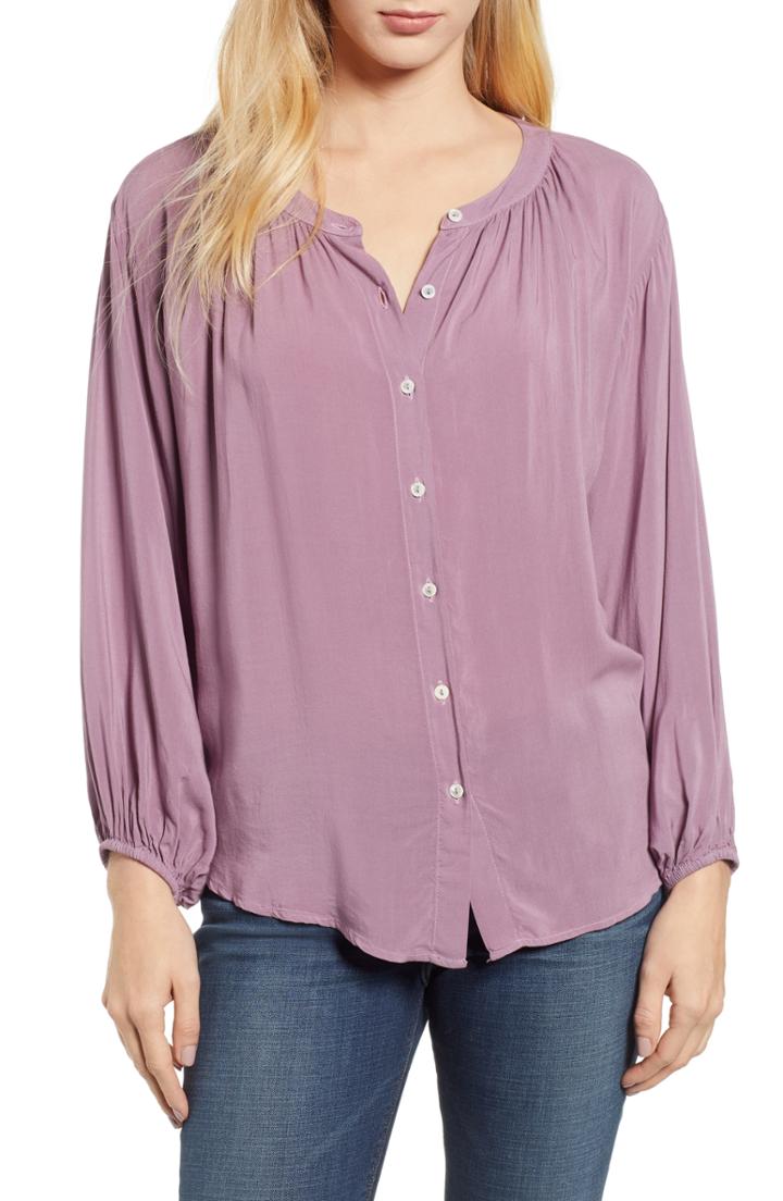 Women's Velvet By Graham & Spencer Button Front Blouse - Purple