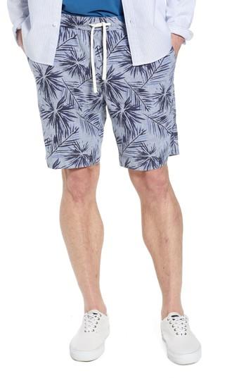 Men's 1901 E-waist Print Linen Blend Shorts - Blue