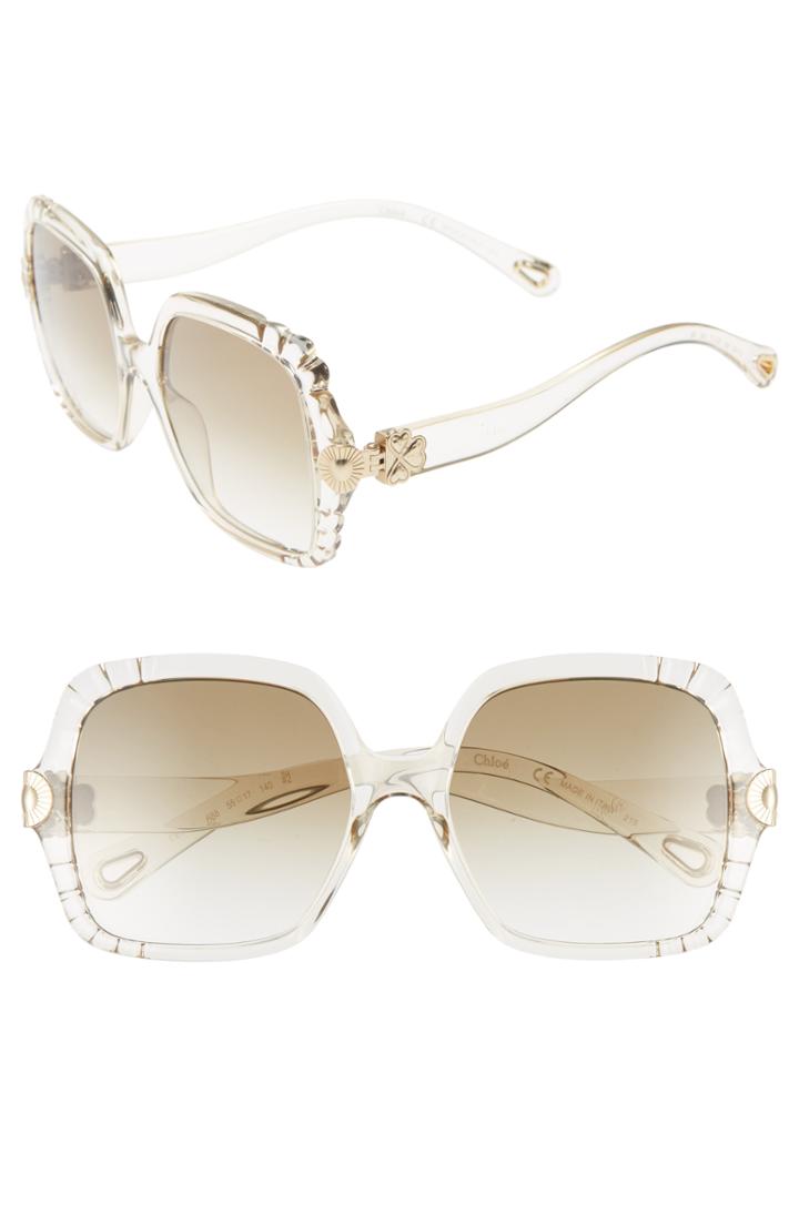 Women's Chloe Vera 55mm Square Sunglasses - Champagne