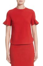 Women's Akris Punto Ruffle Sleeve Jersey Top - Red