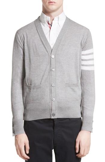 Men's Thom Browne 4-bar Merino Wool Cardigan