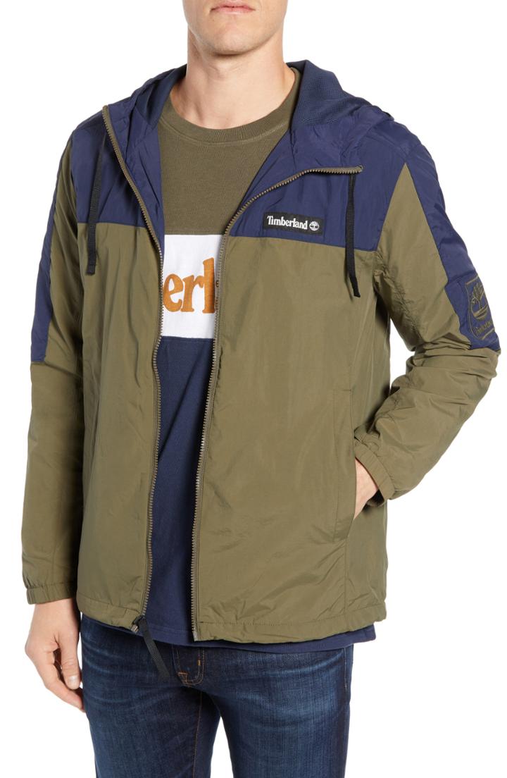 Men's Timberland Windbreaker Hooded Jacket - Green