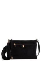 Salvatore Ferragamo Iris Suede & Genuine Mink Fur Clutch - Black