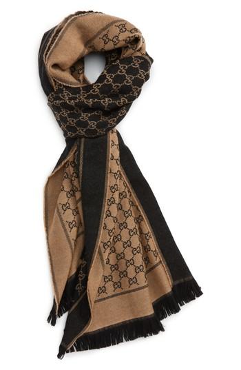 Men's Gucci Gg Jacquard Scarf, Size - Black