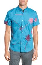 Men's Bonobos Slim Fit Palm Tree Sport Shirt R - Blue