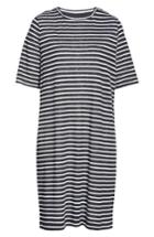 Women's Eileen Fisher Stripe Organic Linen Knit Shift Dress, Size - Black