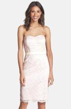 Women's Dessy Collection Strapless Lace Overlay Matte Satin Dress