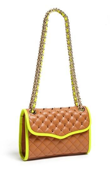 Rebecca Minkoff 'affair - Mini Studded' Convertible Crossbody Bag Almond/ Neon Yellow