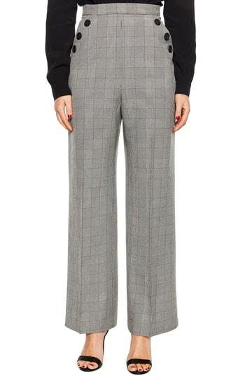 Women's Bardot Check Wide Leg Trousers - Black